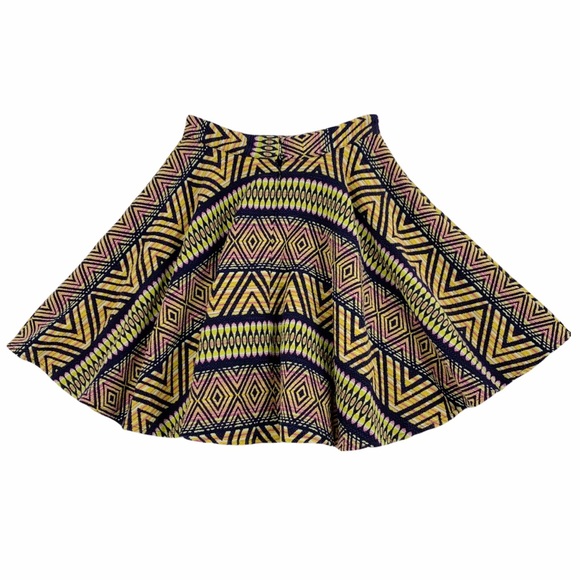 Full Circle Skirt in Bold Colors and Geometric Print - Picture 2 of 14